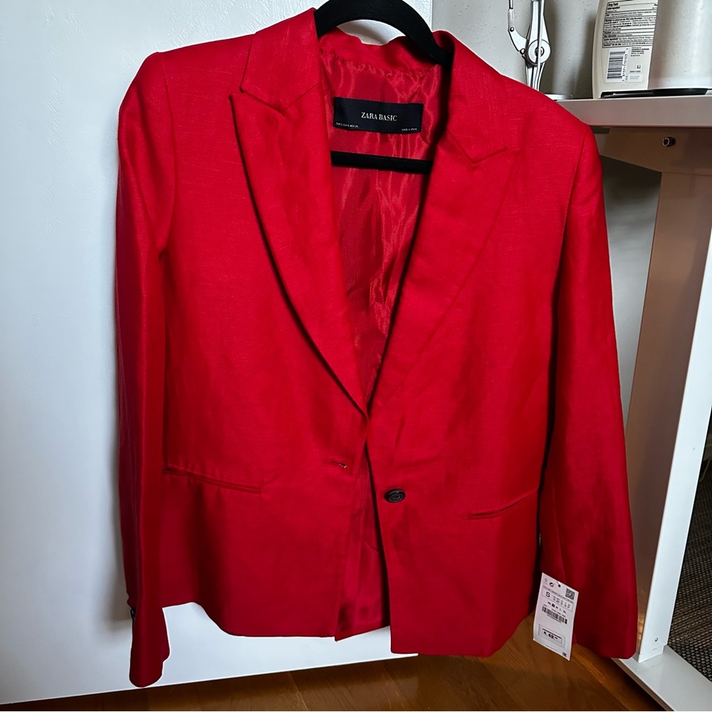 New Zara Res Linen Blazer Size Small Style 2745